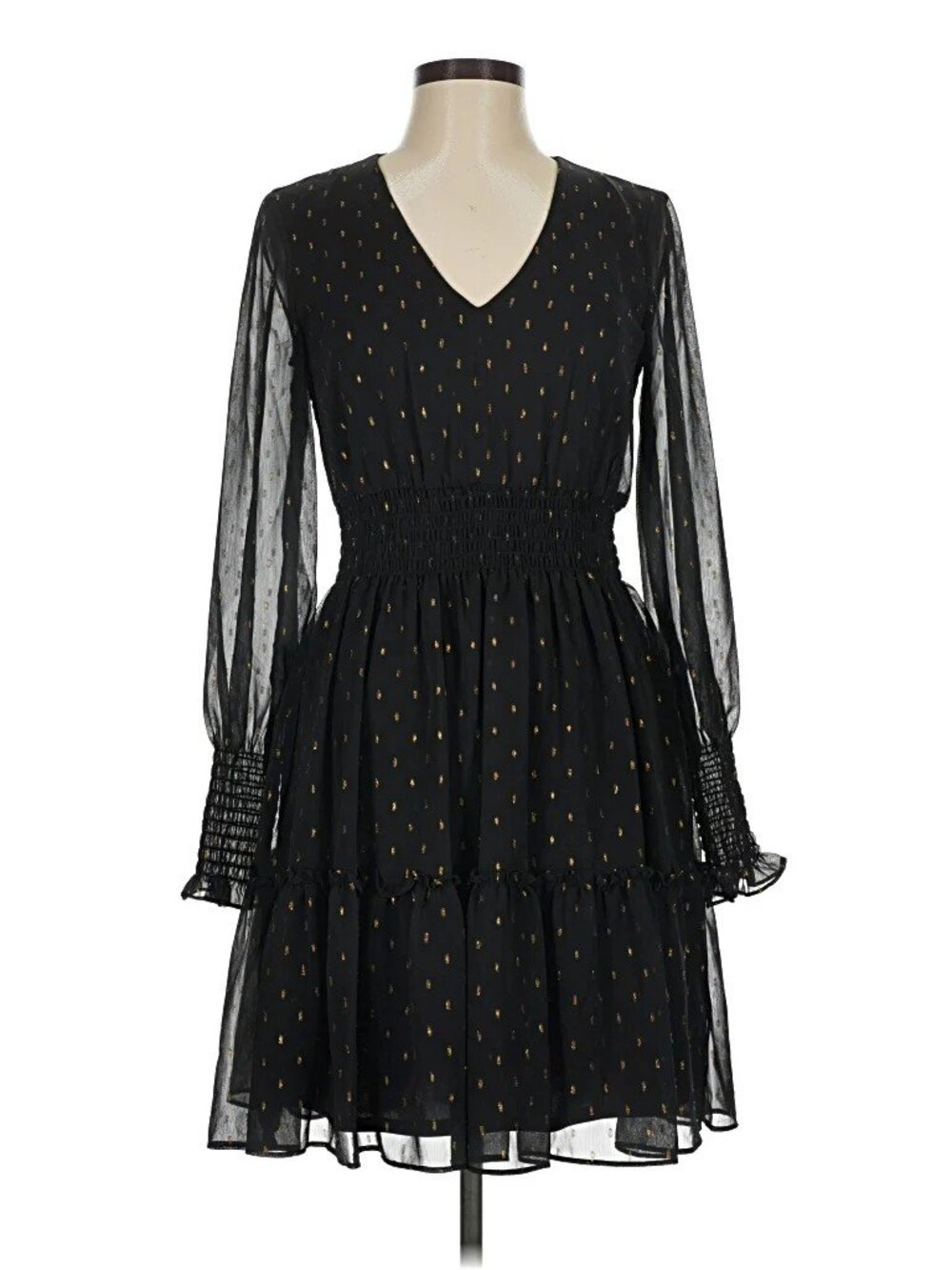Taylor Black & Gold Shimmer Dress - Size 6